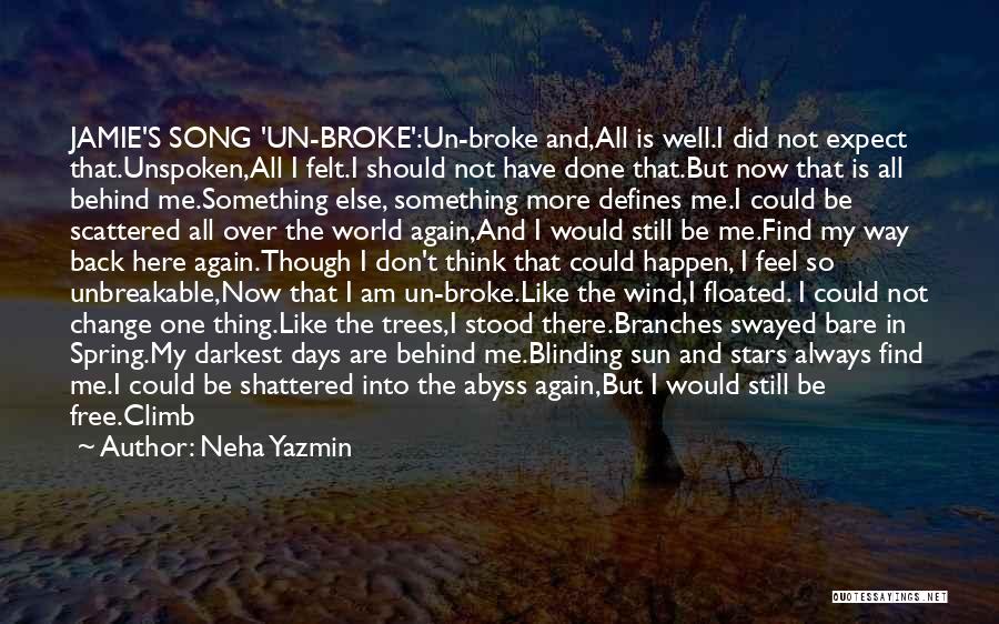 Neha Yazmin Quotes: Jamie's Song 'un-broke':un-broke And,all Is Well.i Did Not Expect That.unspoken,all I Felt.i Should Not Have Done That.but Now That Is