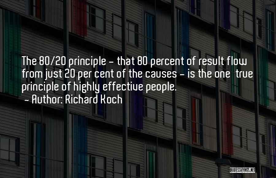 Richard Koch Quotes: The 80/20 Principle - That 80 Percent Of Result Flow From Just 20 Per Cent Of The Causes - Is