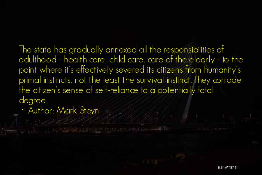 Mark Steyn Quotes: The State Has Gradually Annexed All The Responsibilities Of Adulthood - Health Care, Child Care, Care Of The Elderly -