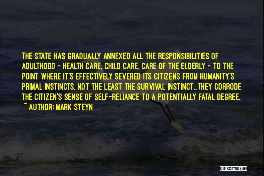 Mark Steyn Quotes: The State Has Gradually Annexed All The Responsibilities Of Adulthood - Health Care, Child Care, Care Of The Elderly -