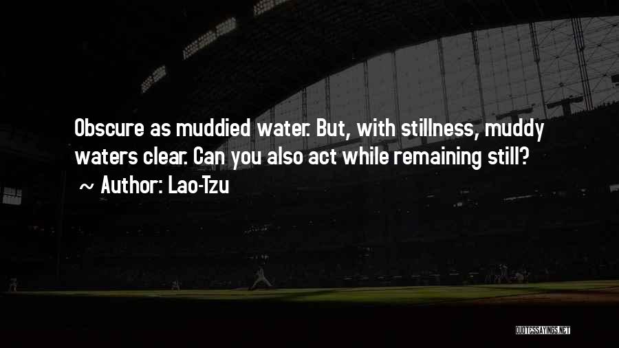 Lao-Tzu Quotes: Obscure As Muddied Water. But, With Stillness, Muddy Waters Clear. Can You Also Act While Remaining Still?