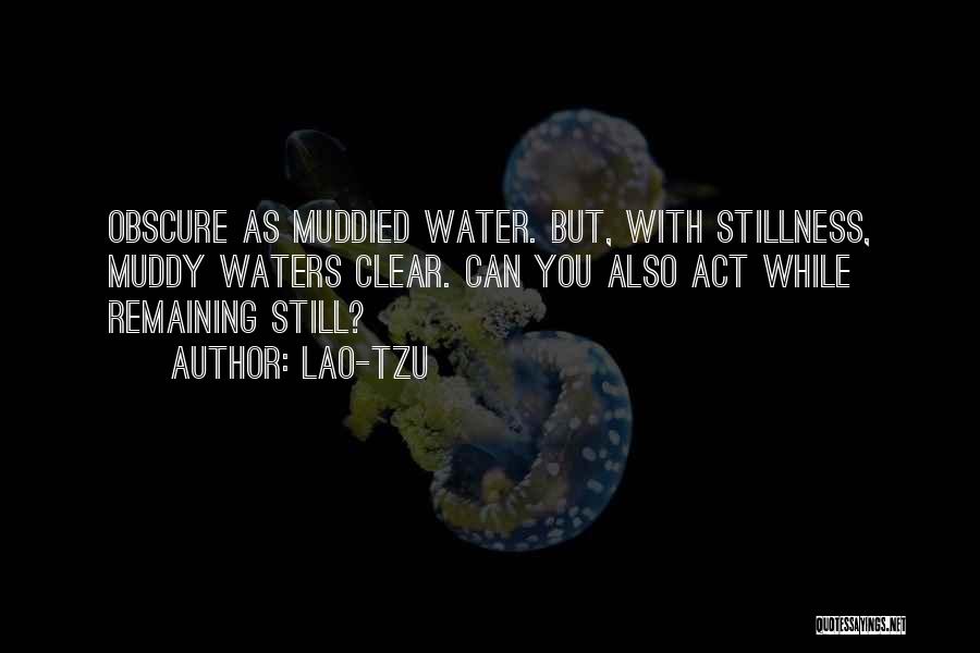 Lao-Tzu Quotes: Obscure As Muddied Water. But, With Stillness, Muddy Waters Clear. Can You Also Act While Remaining Still?