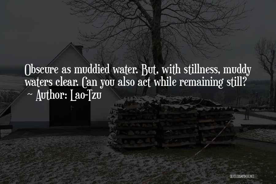 Lao-Tzu Quotes: Obscure As Muddied Water. But, With Stillness, Muddy Waters Clear. Can You Also Act While Remaining Still?