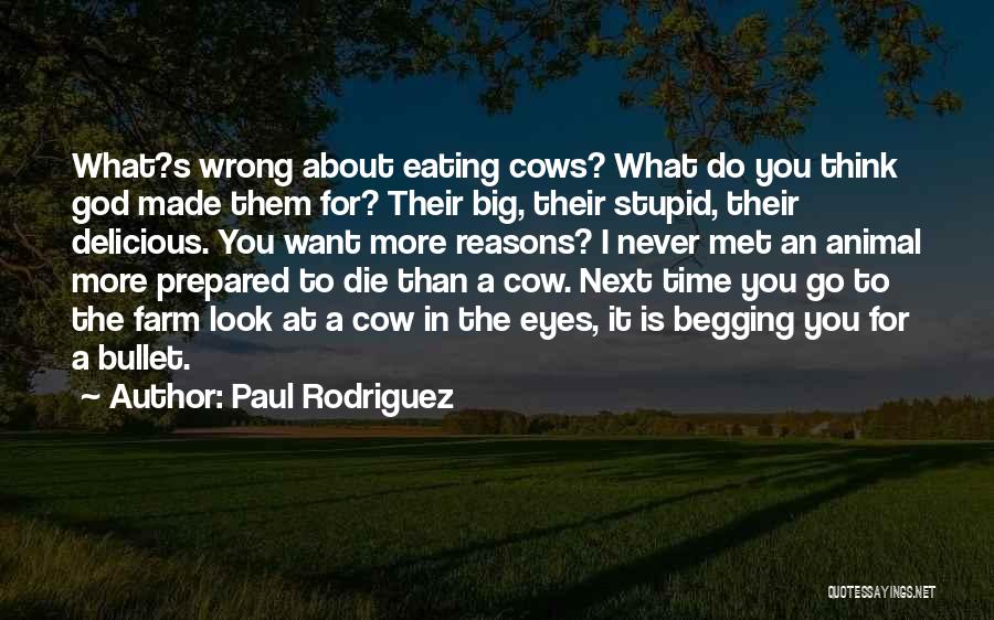 Paul Rodriguez Quotes: What?s Wrong About Eating Cows? What Do You Think God Made Them For? Their Big, Their Stupid, Their Delicious. You