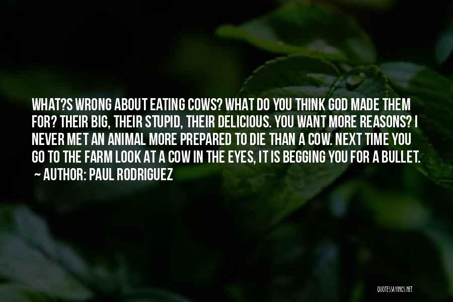 Paul Rodriguez Quotes: What?s Wrong About Eating Cows? What Do You Think God Made Them For? Their Big, Their Stupid, Their Delicious. You