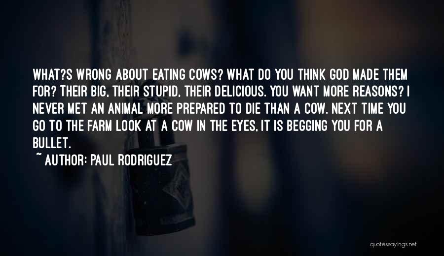 Paul Rodriguez Quotes: What?s Wrong About Eating Cows? What Do You Think God Made Them For? Their Big, Their Stupid, Their Delicious. You