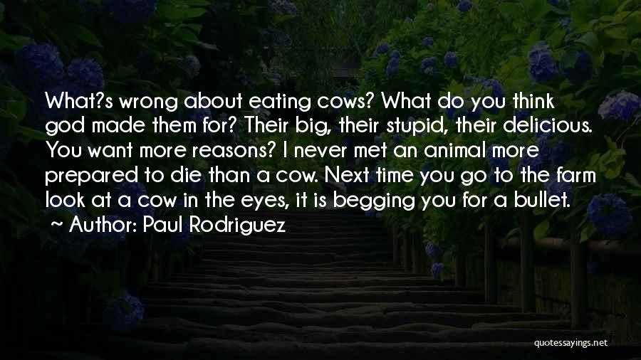 Paul Rodriguez Quotes: What?s Wrong About Eating Cows? What Do You Think God Made Them For? Their Big, Their Stupid, Their Delicious. You