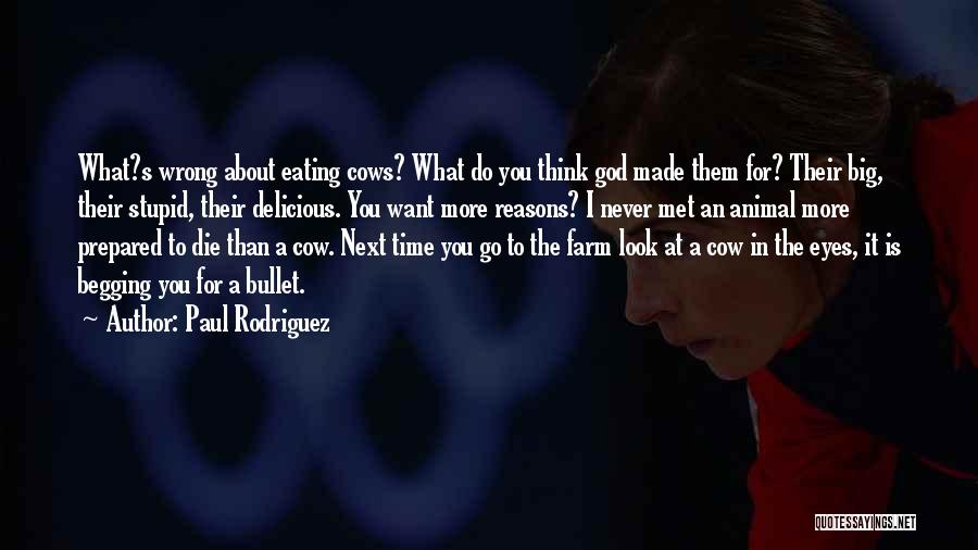 Paul Rodriguez Quotes: What?s Wrong About Eating Cows? What Do You Think God Made Them For? Their Big, Their Stupid, Their Delicious. You