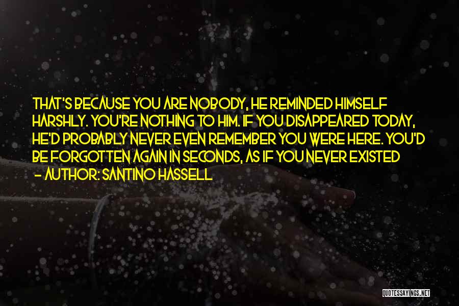 Santino Hassell Quotes: That's Because You Are Nobody, He Reminded Himself Harshly. You're Nothing To Him. If You Disappeared Today, He'd Probably Never