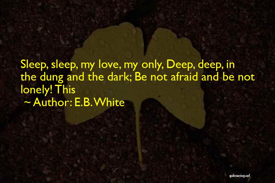 E.B. White Quotes: Sleep, Sleep, My Love, My Only, Deep, Deep, In The Dung And The Dark; Be Not Afraid And Be Not