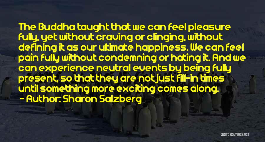 Sharon Salzberg Quotes: The Buddha Taught That We Can Feel Pleasure Fully, Yet Without Craving Or Clinging, Without Defining It As Our Ultimate