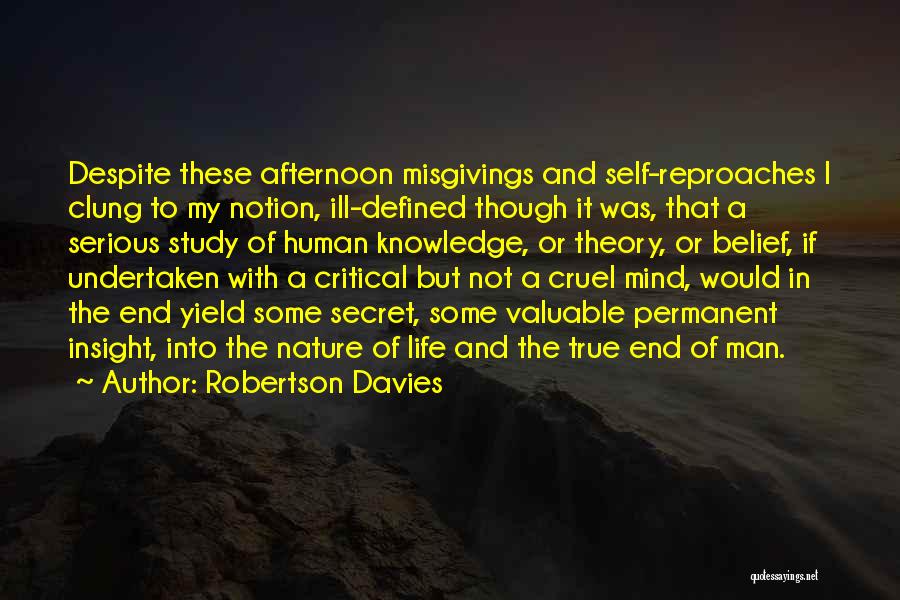 Robertson Davies Quotes: Despite These Afternoon Misgivings And Self-reproaches I Clung To My Notion, Ill-defined Though It Was, That A Serious Study Of