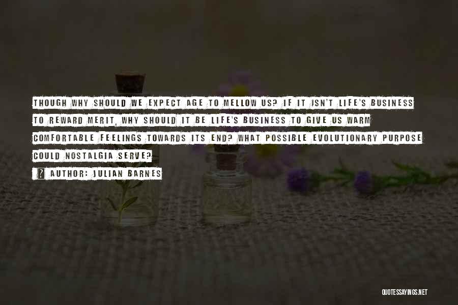 Julian Barnes Quotes: Though Why Should We Expect Age To Mellow Us? If It Isn't Life's Business To Reward Merit, Why Should It