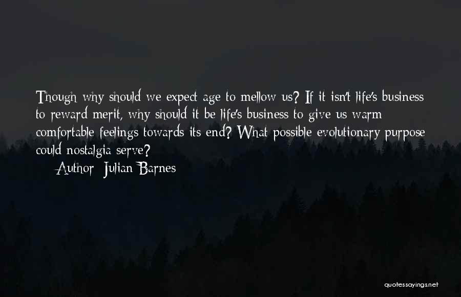 Julian Barnes Quotes: Though Why Should We Expect Age To Mellow Us? If It Isn't Life's Business To Reward Merit, Why Should It