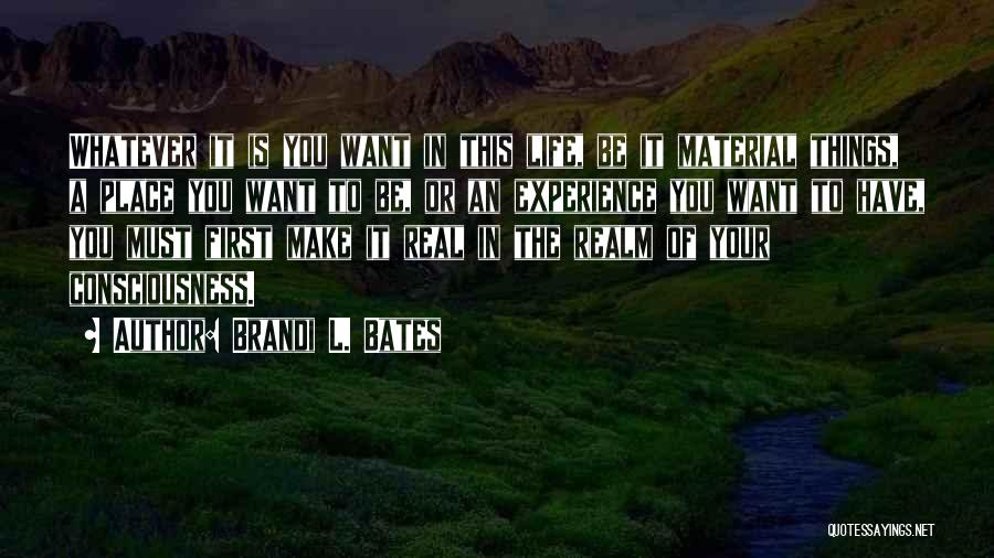 Brandi L. Bates Quotes: Whatever It Is You Want In This Life, Be It Material Things, A Place You Want To Be, Or An