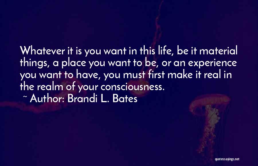 Brandi L. Bates Quotes: Whatever It Is You Want In This Life, Be It Material Things, A Place You Want To Be, Or An