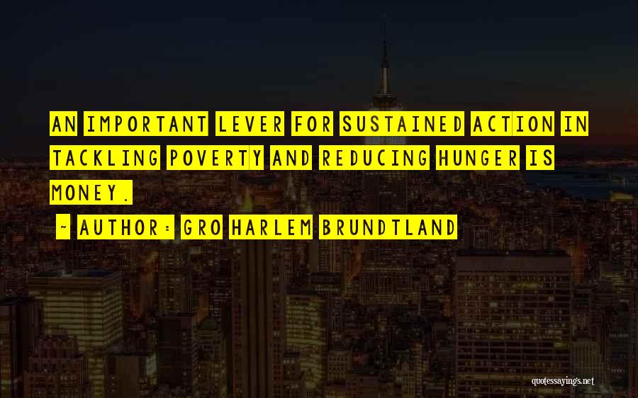 Gro Harlem Brundtland Quotes: An Important Lever For Sustained Action In Tackling Poverty And Reducing Hunger Is Money.