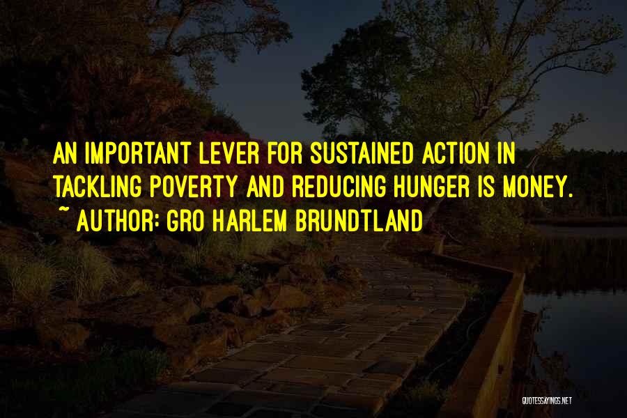 Gro Harlem Brundtland Quotes: An Important Lever For Sustained Action In Tackling Poverty And Reducing Hunger Is Money.