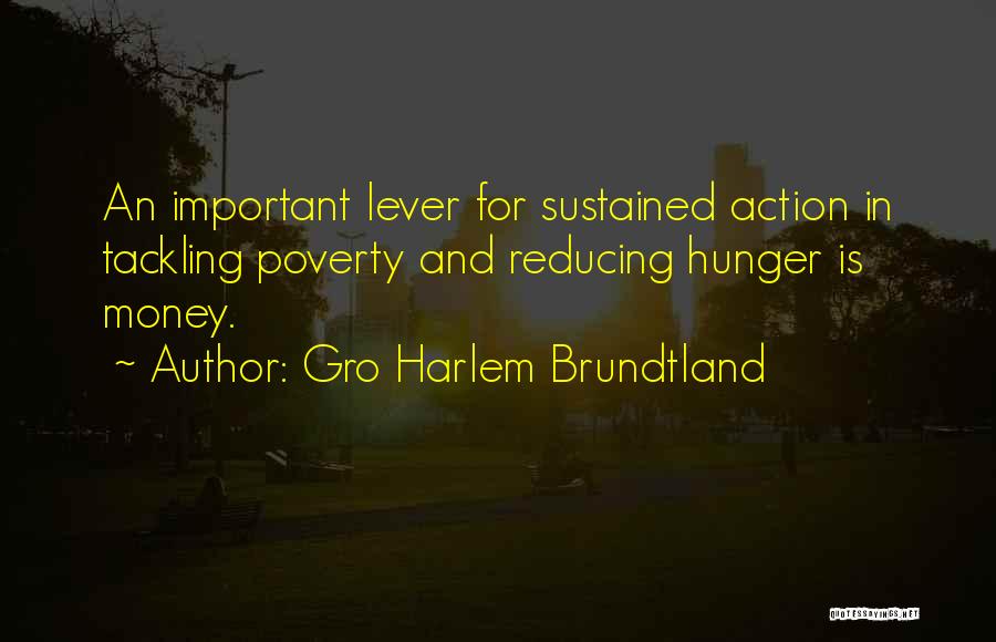 Gro Harlem Brundtland Quotes: An Important Lever For Sustained Action In Tackling Poverty And Reducing Hunger Is Money.