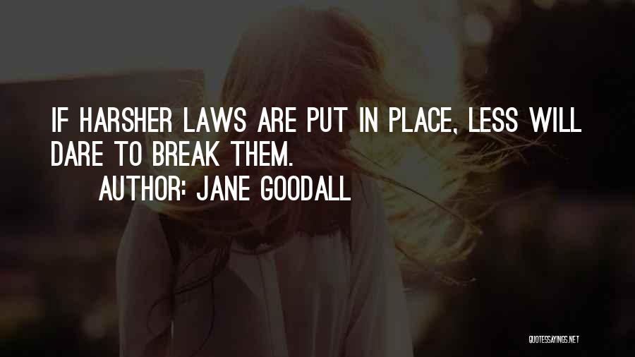 Jane Goodall Quotes: If Harsher Laws Are Put In Place, Less Will Dare To Break Them.