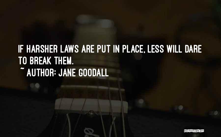 Jane Goodall Quotes: If Harsher Laws Are Put In Place, Less Will Dare To Break Them.