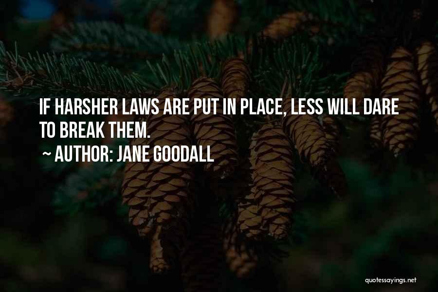 Jane Goodall Quotes: If Harsher Laws Are Put In Place, Less Will Dare To Break Them.