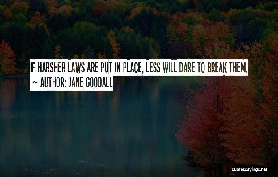 Jane Goodall Quotes: If Harsher Laws Are Put In Place, Less Will Dare To Break Them.