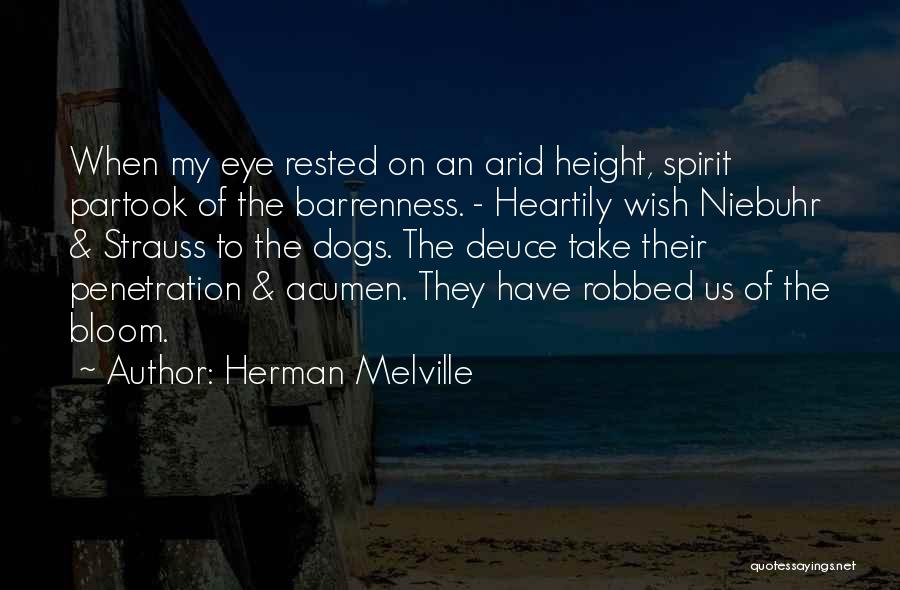 Herman Melville Quotes: When My Eye Rested On An Arid Height, Spirit Partook Of The Barrenness. - Heartily Wish Niebuhr & Strauss To