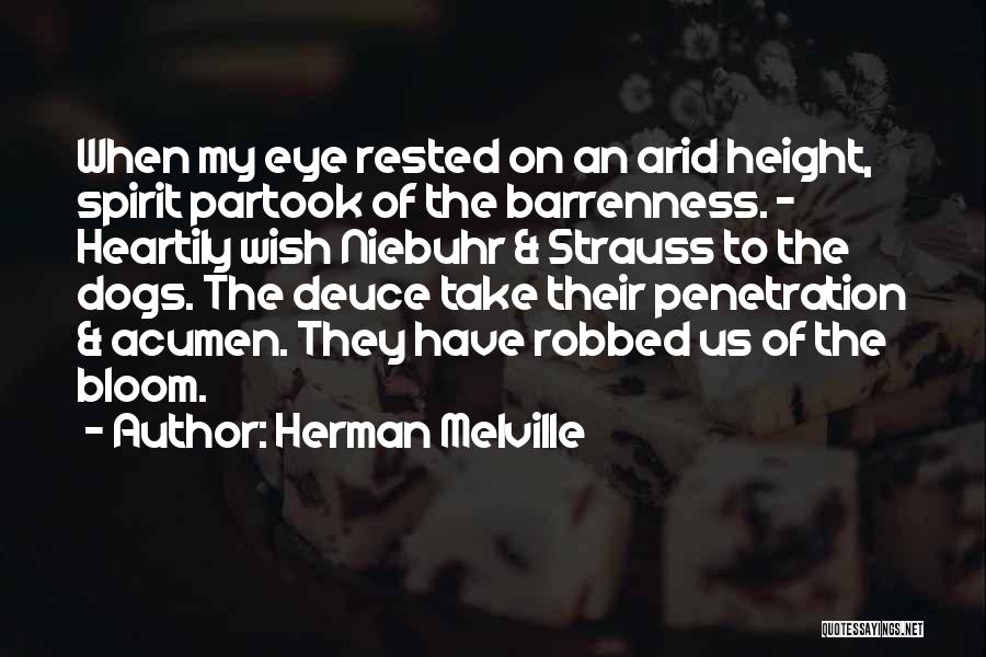Herman Melville Quotes: When My Eye Rested On An Arid Height, Spirit Partook Of The Barrenness. - Heartily Wish Niebuhr & Strauss To