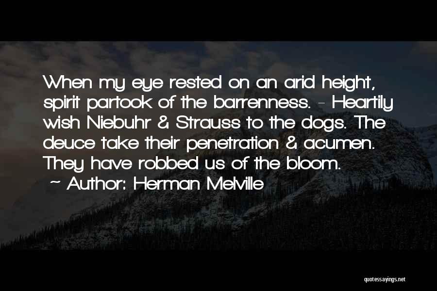 Herman Melville Quotes: When My Eye Rested On An Arid Height, Spirit Partook Of The Barrenness. - Heartily Wish Niebuhr & Strauss To