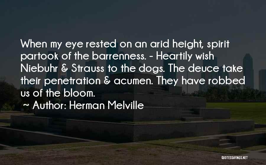 Herman Melville Quotes: When My Eye Rested On An Arid Height, Spirit Partook Of The Barrenness. - Heartily Wish Niebuhr & Strauss To