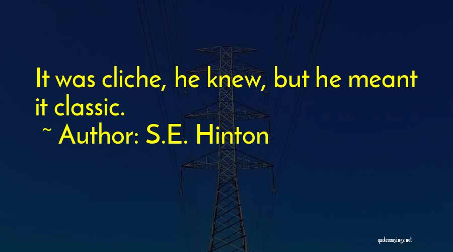 S.E. Hinton Quotes: It Was Cliche, He Knew, But He Meant It Classic.