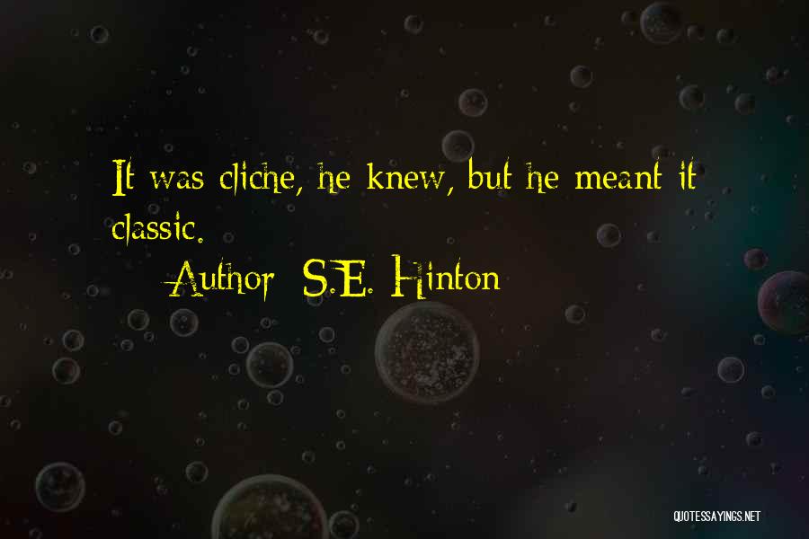 S.E. Hinton Quotes: It Was Cliche, He Knew, But He Meant It Classic.