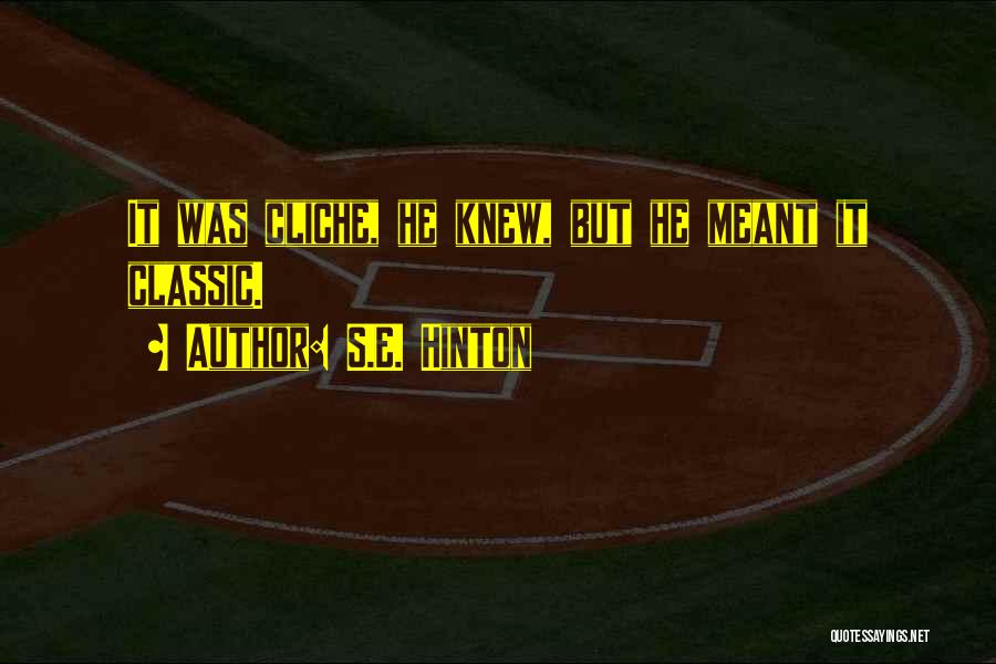 S.E. Hinton Quotes: It Was Cliche, He Knew, But He Meant It Classic.