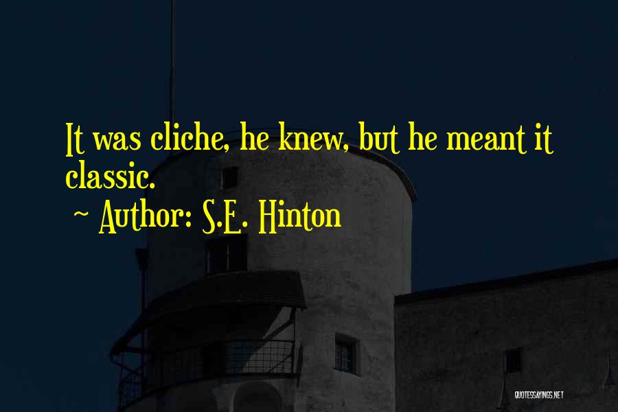 S.E. Hinton Quotes: It Was Cliche, He Knew, But He Meant It Classic.