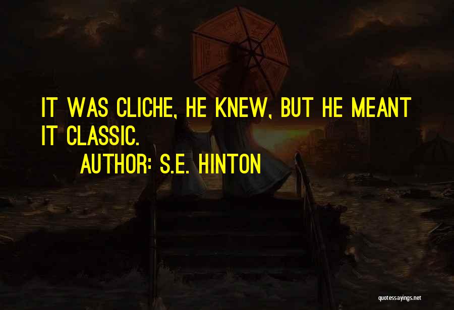 S.E. Hinton Quotes: It Was Cliche, He Knew, But He Meant It Classic.