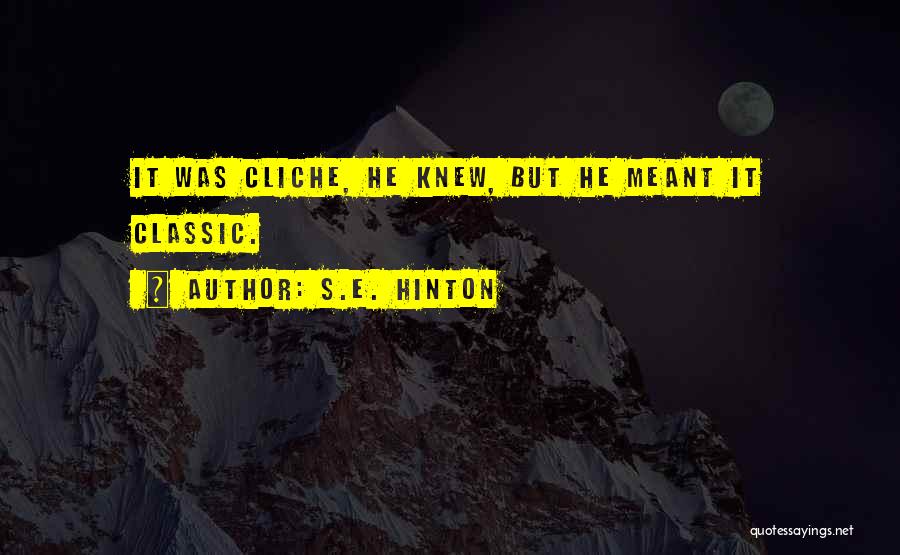 S.E. Hinton Quotes: It Was Cliche, He Knew, But He Meant It Classic.