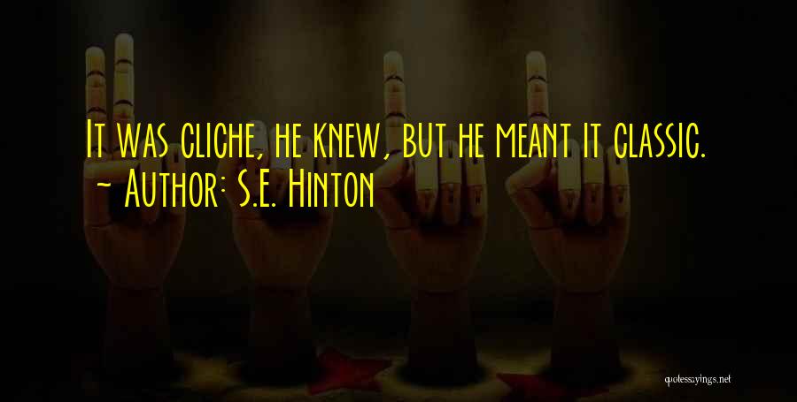 S.E. Hinton Quotes: It Was Cliche, He Knew, But He Meant It Classic.