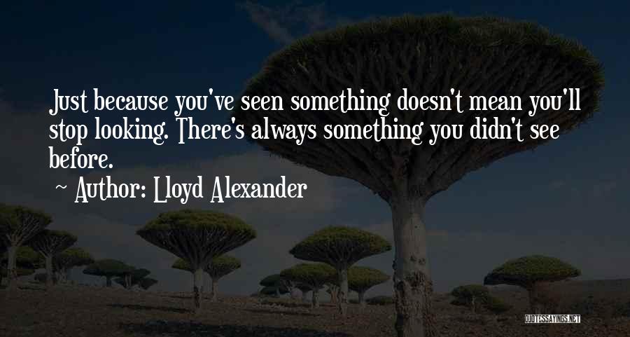 Lloyd Alexander Quotes: Just Because You've Seen Something Doesn't Mean You'll Stop Looking. There's Always Something You Didn't See Before.