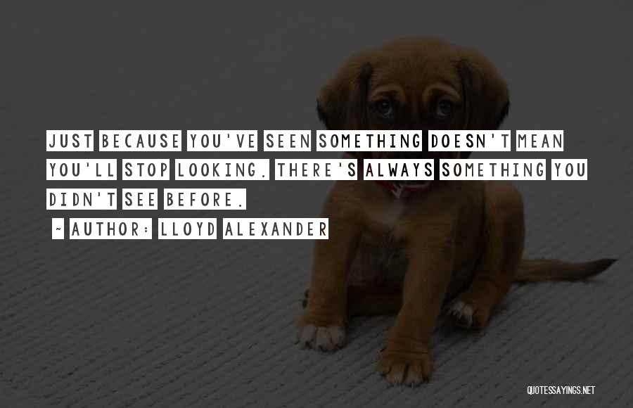 Lloyd Alexander Quotes: Just Because You've Seen Something Doesn't Mean You'll Stop Looking. There's Always Something You Didn't See Before.
