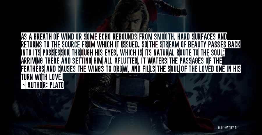 Plato Quotes: As A Breath Of Wind Or Some Echo Rebounds From Smooth, Hard Surfaces And Returns To The Source From Which