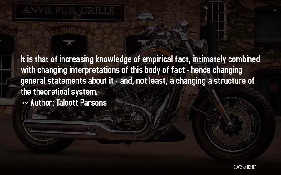 Talcott Parsons Quotes: It Is That Of Increasing Knowledge Of Empirical Fact, Intimately Combined With Changing Interpretations Of This Body Of Fact -