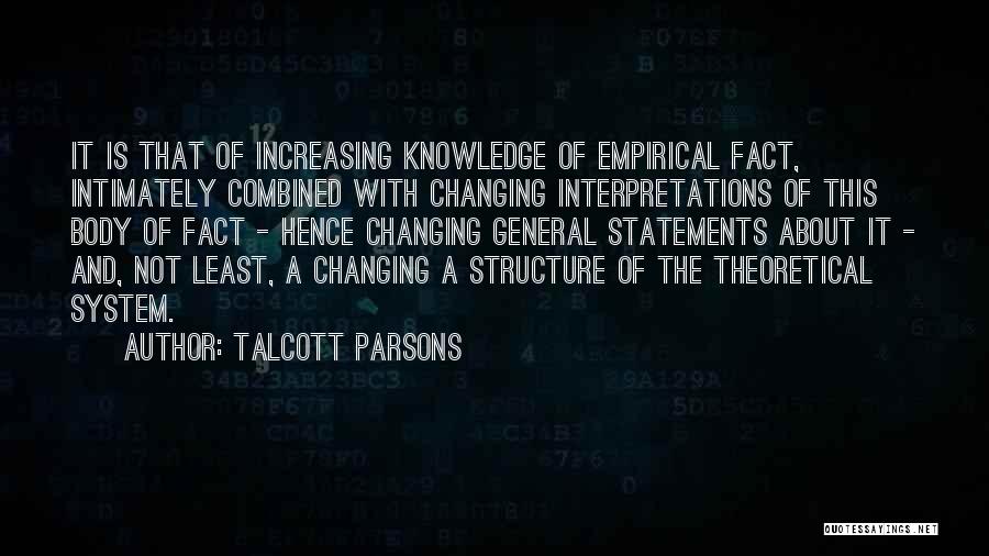 Talcott Parsons Quotes: It Is That Of Increasing Knowledge Of Empirical Fact, Intimately Combined With Changing Interpretations Of This Body Of Fact -