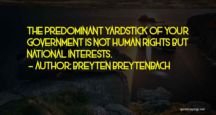 Breyten Breytenbach Quotes: The Predominant Yardstick Of Your Government Is Not Human Rights But National Interests.