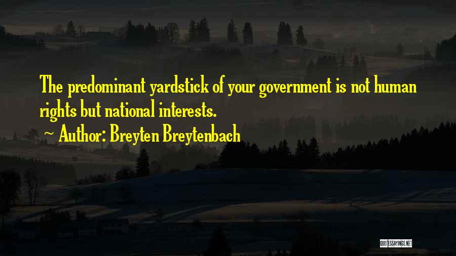 Breyten Breytenbach Quotes: The Predominant Yardstick Of Your Government Is Not Human Rights But National Interests.