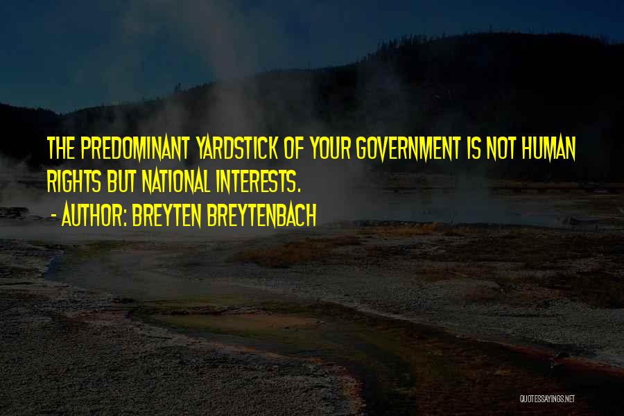 Breyten Breytenbach Quotes: The Predominant Yardstick Of Your Government Is Not Human Rights But National Interests.