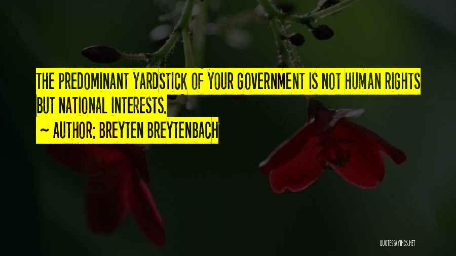 Breyten Breytenbach Quotes: The Predominant Yardstick Of Your Government Is Not Human Rights But National Interests.