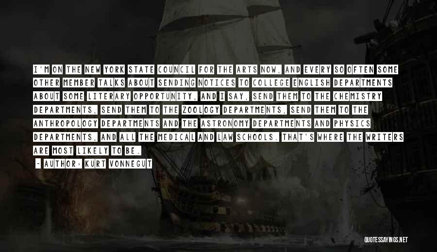 Kurt Vonnegut Quotes: I'm On The New York State Council For The Arts Now, And Every So Often Some Other Member Talks About