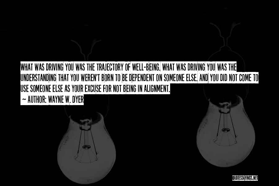 Wayne W. Dyer Quotes: What Was Driving You Was The Trajectory Of Well-being. What Was Driving You Was The Understanding That You Weren't Born