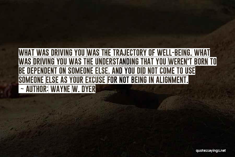 Wayne W. Dyer Quotes: What Was Driving You Was The Trajectory Of Well-being. What Was Driving You Was The Understanding That You Weren't Born